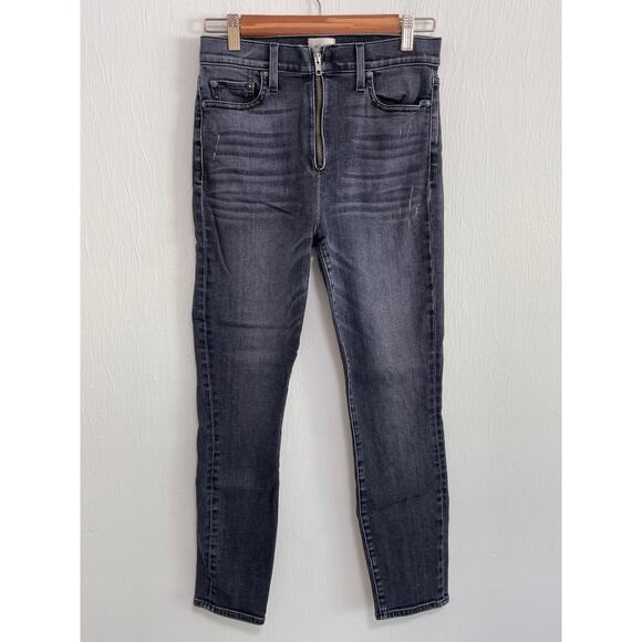 Alice & Olivia AO LA High Rise Skinny Jeans 27 Charcoal Wash Zipper Fly Stretch - Picture 1 of 12